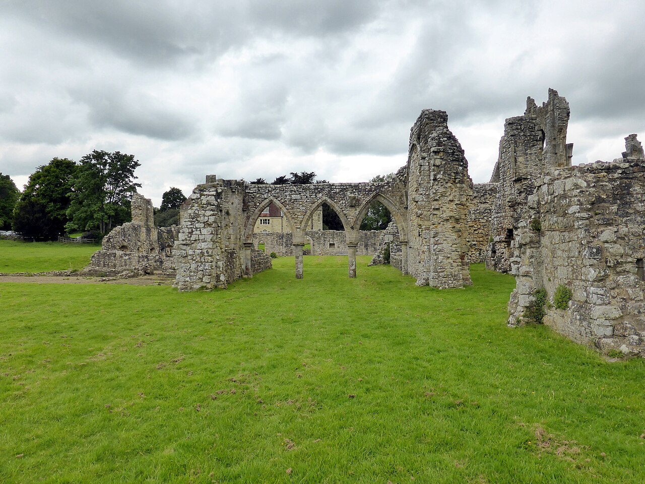 Bayham Old Abbey ruins across the grass