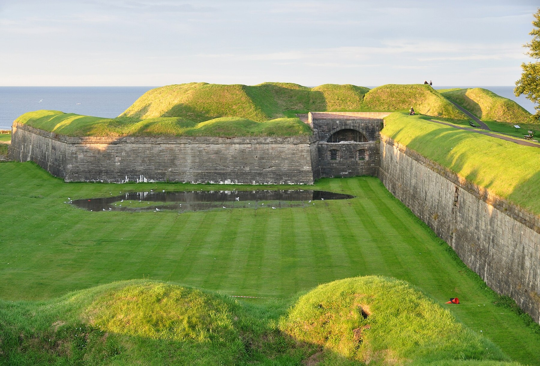 Grass bastions and stonework of Berwick’s Elizabethan ramparts