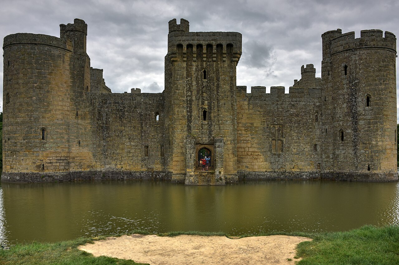 Bodiam Castle and its moat from the south