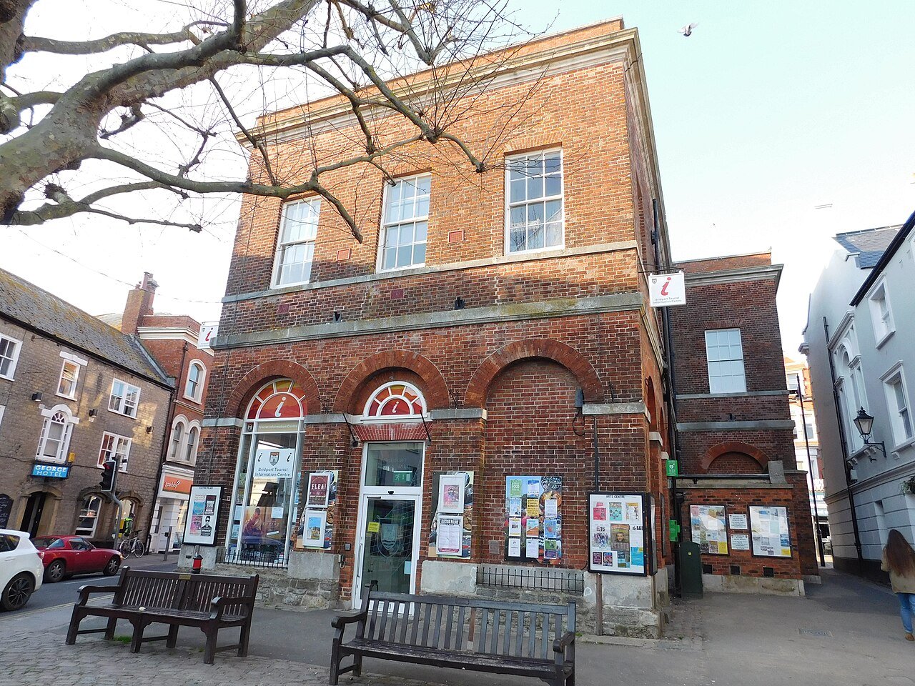 Bridport Town Hall and visitor information centre on the town street