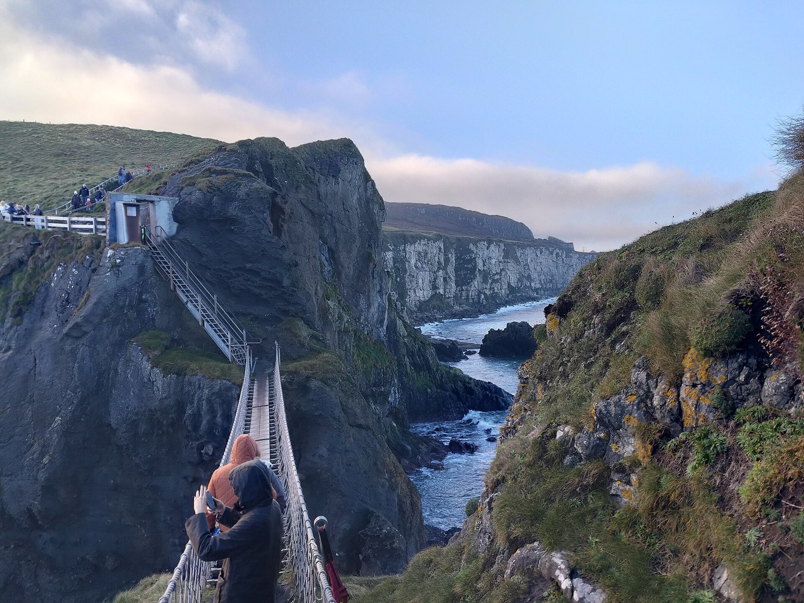 The rope bridge between the cliffs and Carrick-a-Rede island
