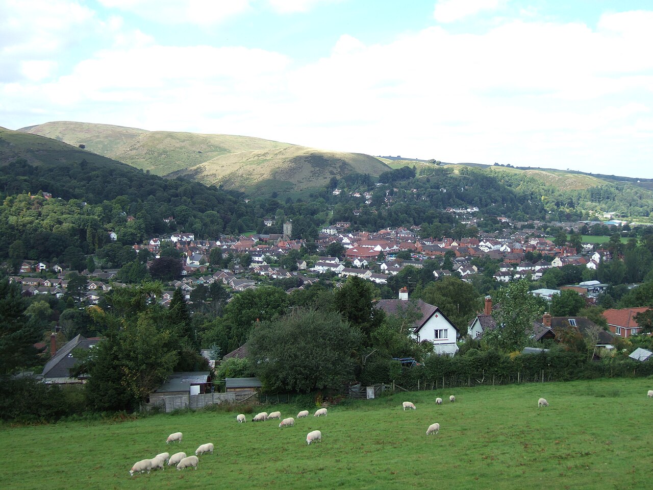 Church Stretton and the surrounding hills viewed from Ragleth Hill