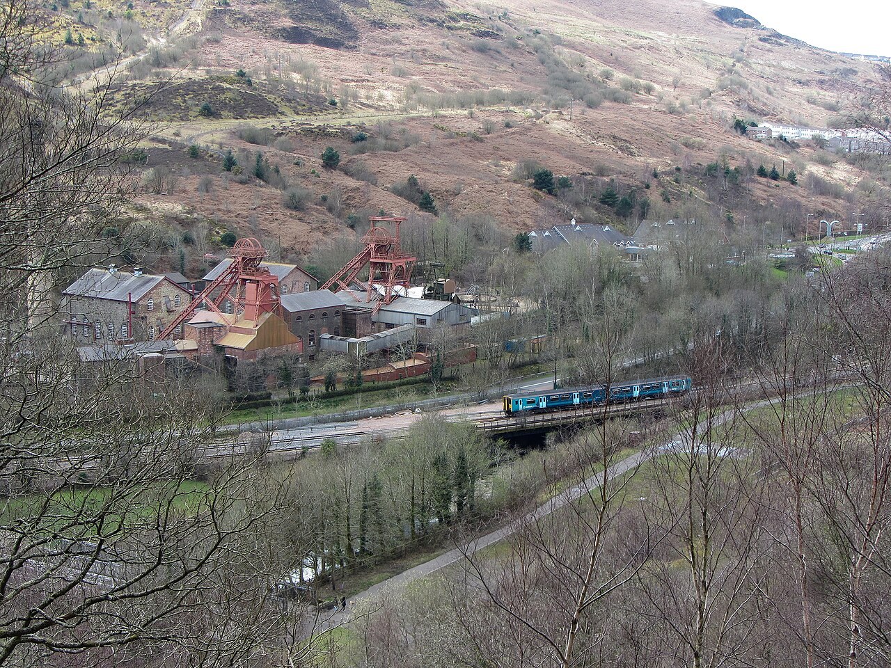 Green valley slopes and houses near Trehafod