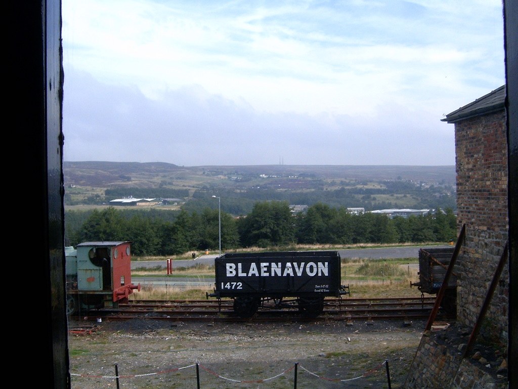 Coal wagon at Blaenavon with the surrounding landscape beyond