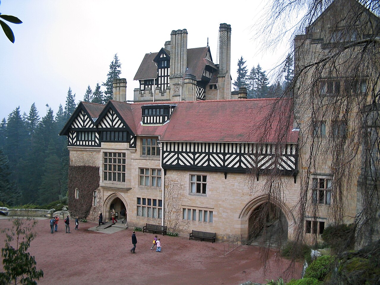 Cragside house in its wooded setting