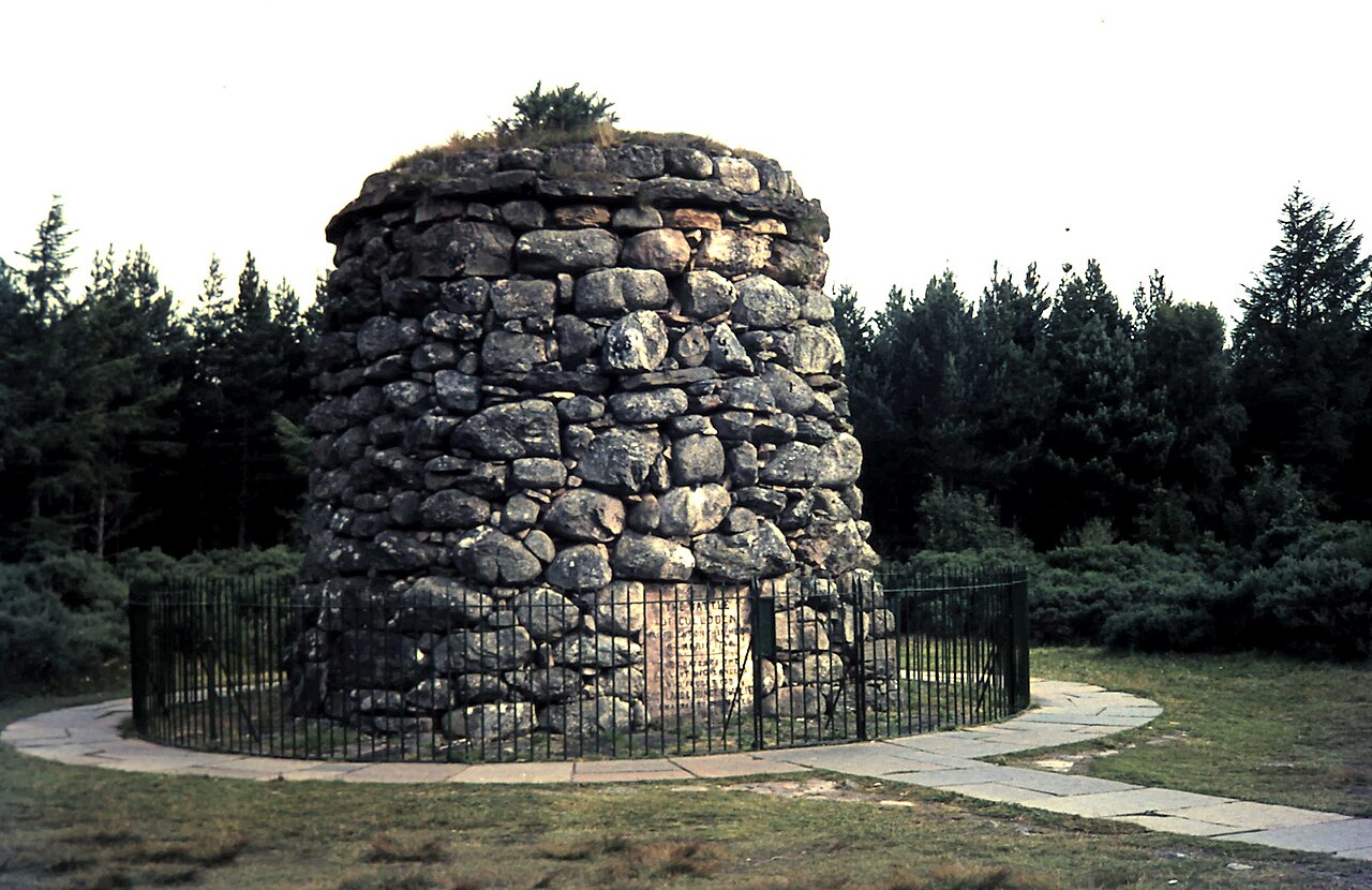 Stone memorial cairn at Culloden Battlefield