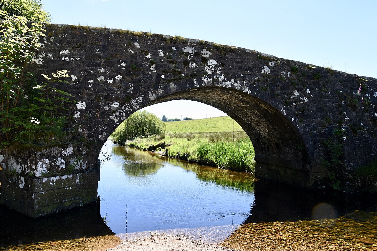 Stone bridge over the West Dart at Two Bridges on Dartmoor