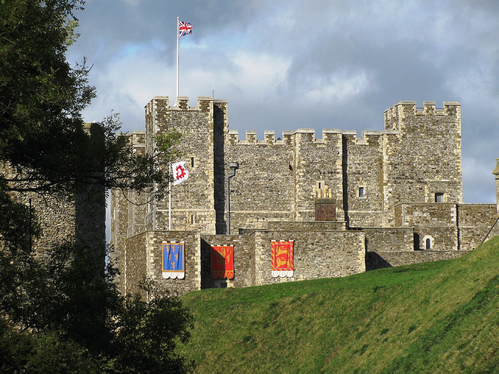 Medieval gatehouse and stone walls at Dover Castle