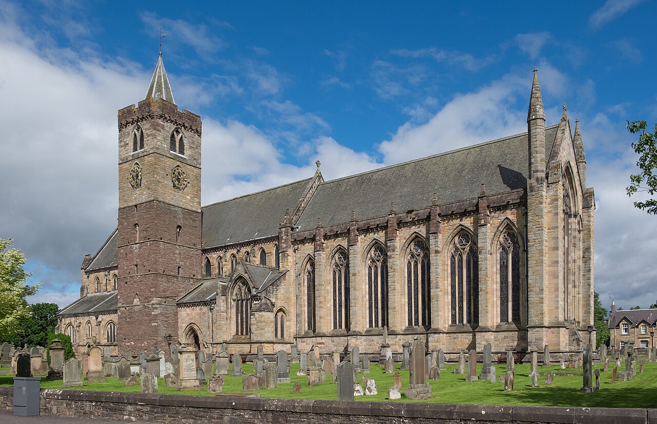 Dunblane Cathedral and churchyard viewed from the south-east