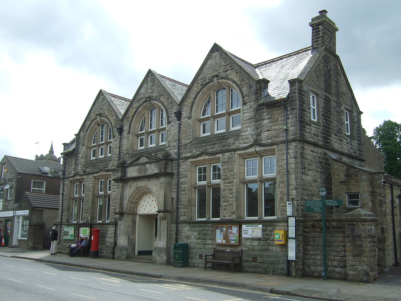Stone Market Hall and surrounding buildings in Hawes