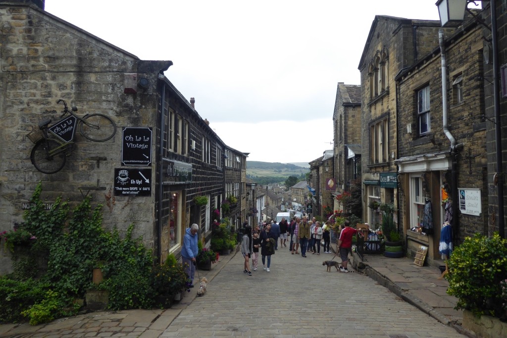 View down Haworth’s steep Main Street