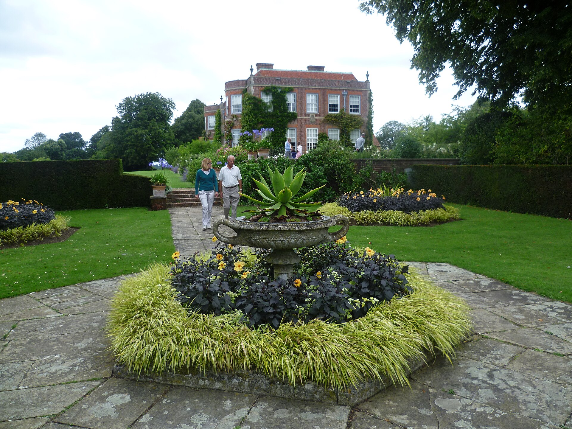 Hinton Ampner house seen across the yew garden