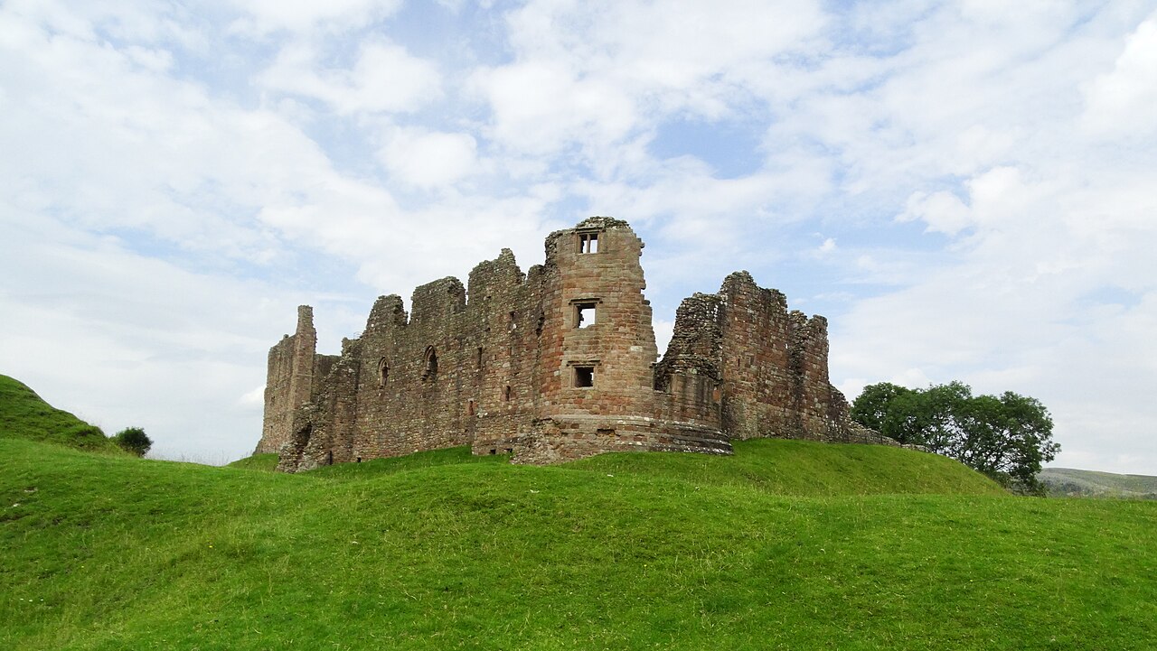 Brough Castle ruins on the ridge at Church Brough