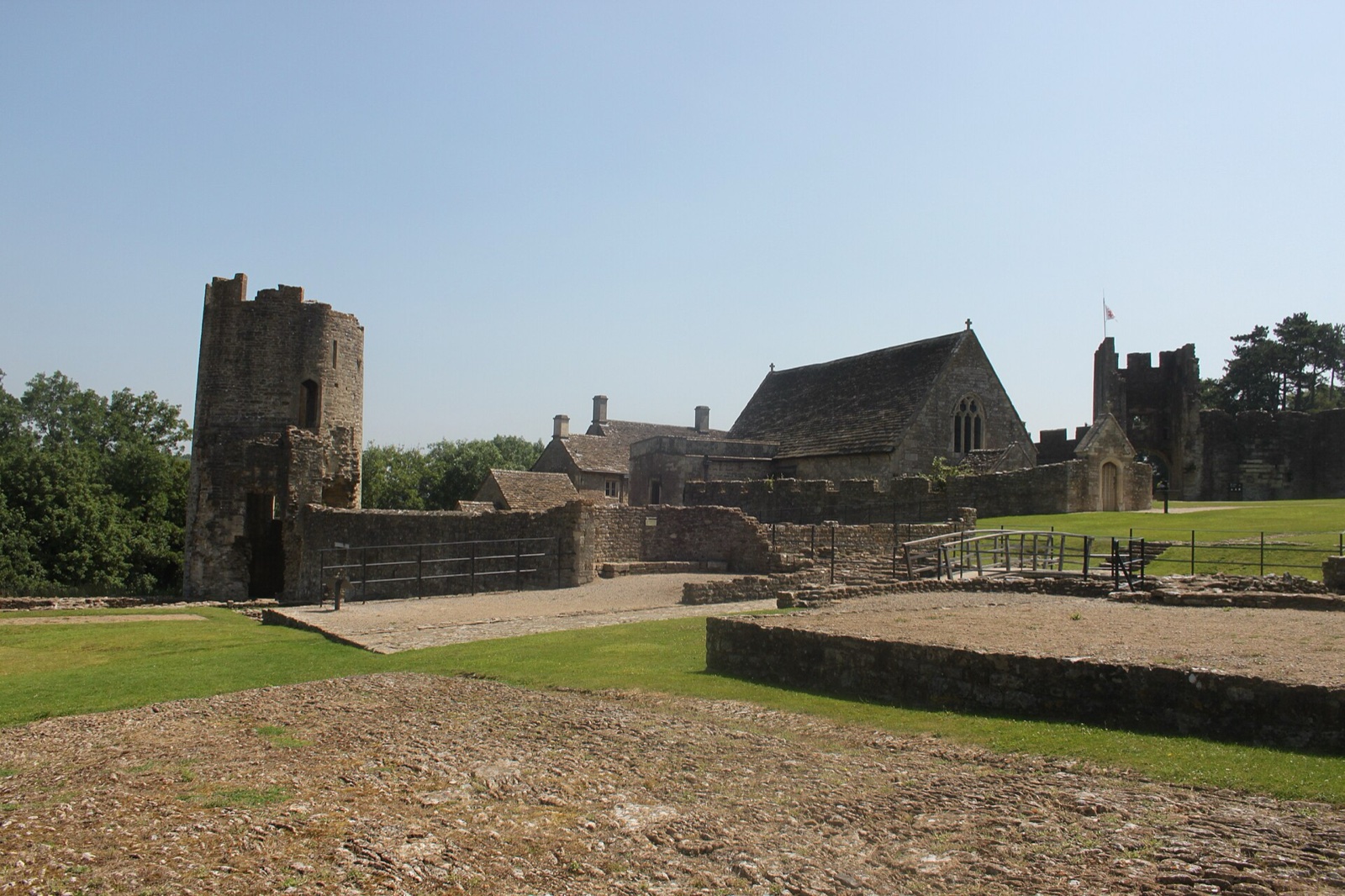 Farleigh Hungerford Castle ruins with chapel and surviving corner towers