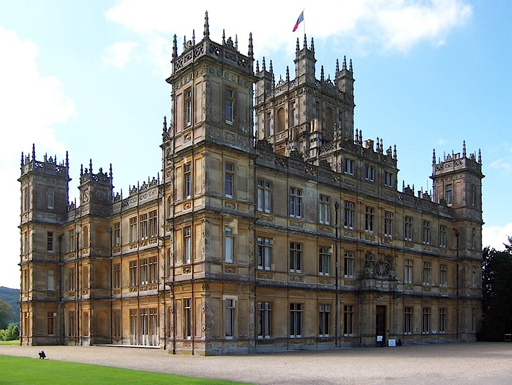 Exterior towers and facade of Highclere Castle