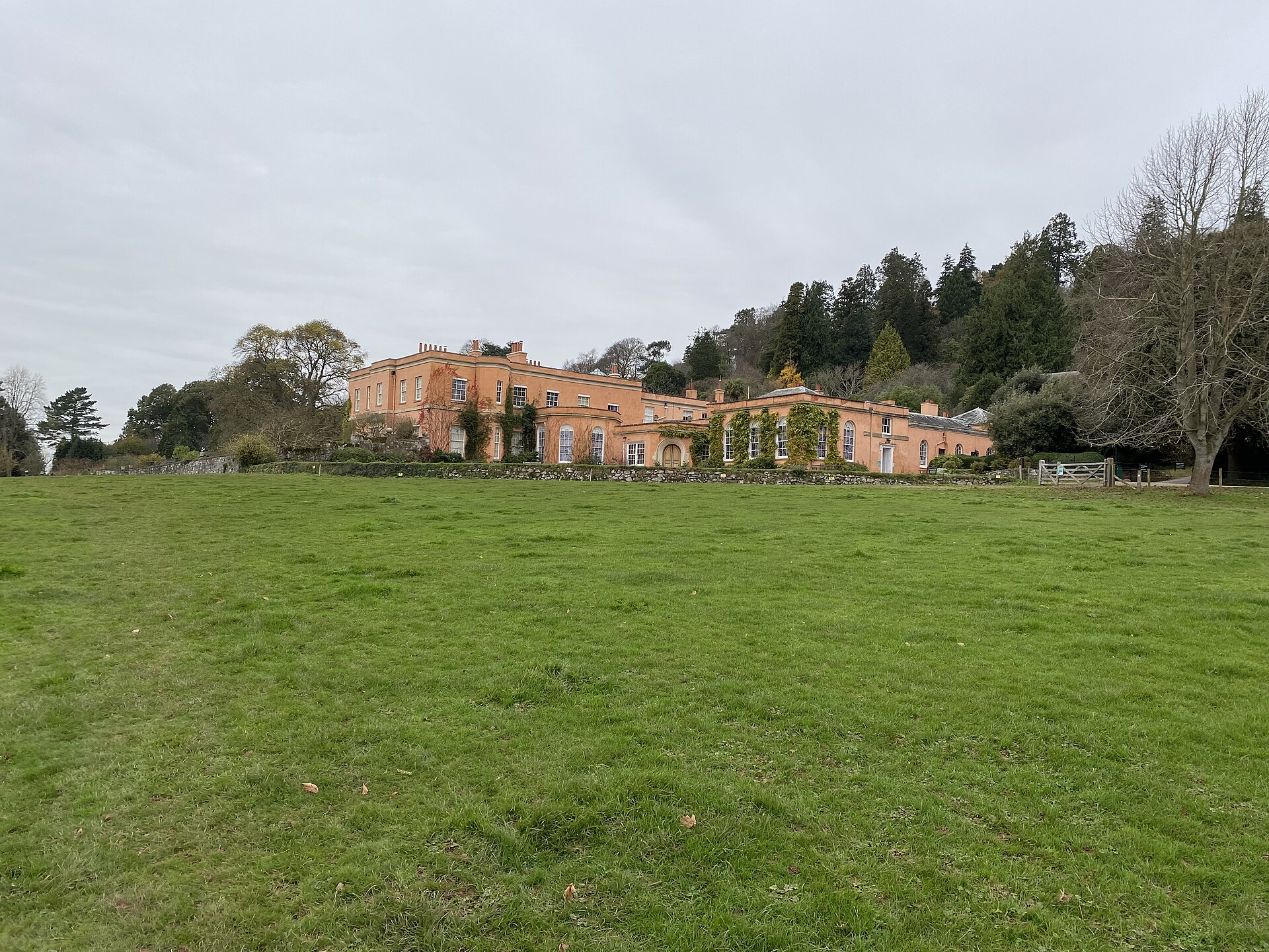 Pink Georgian Killerton House in its Devon parkland