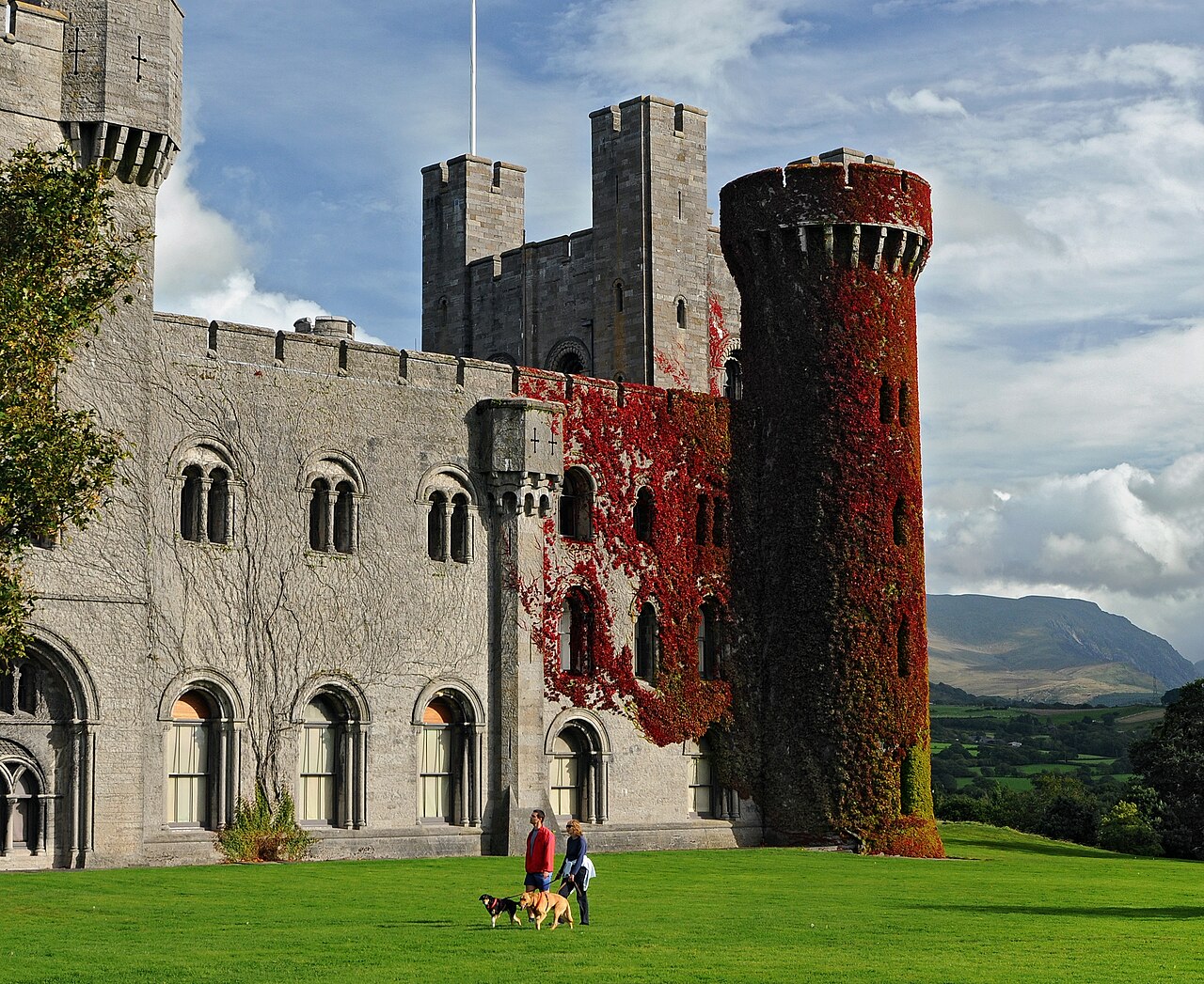 Penrhyn Castle exterior and lawn near Bangor