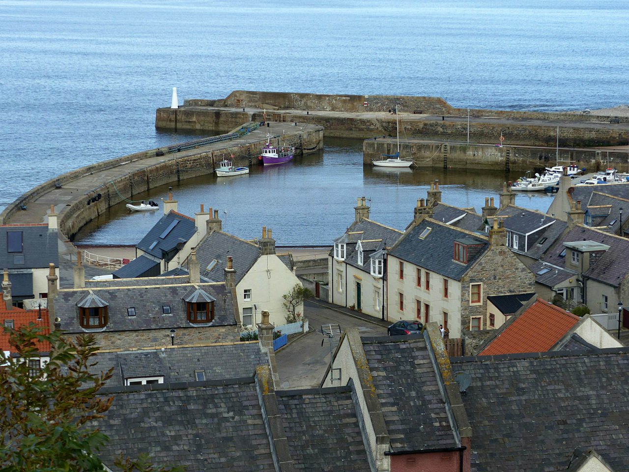 Cullen harbour seen above the Seatown rooftops