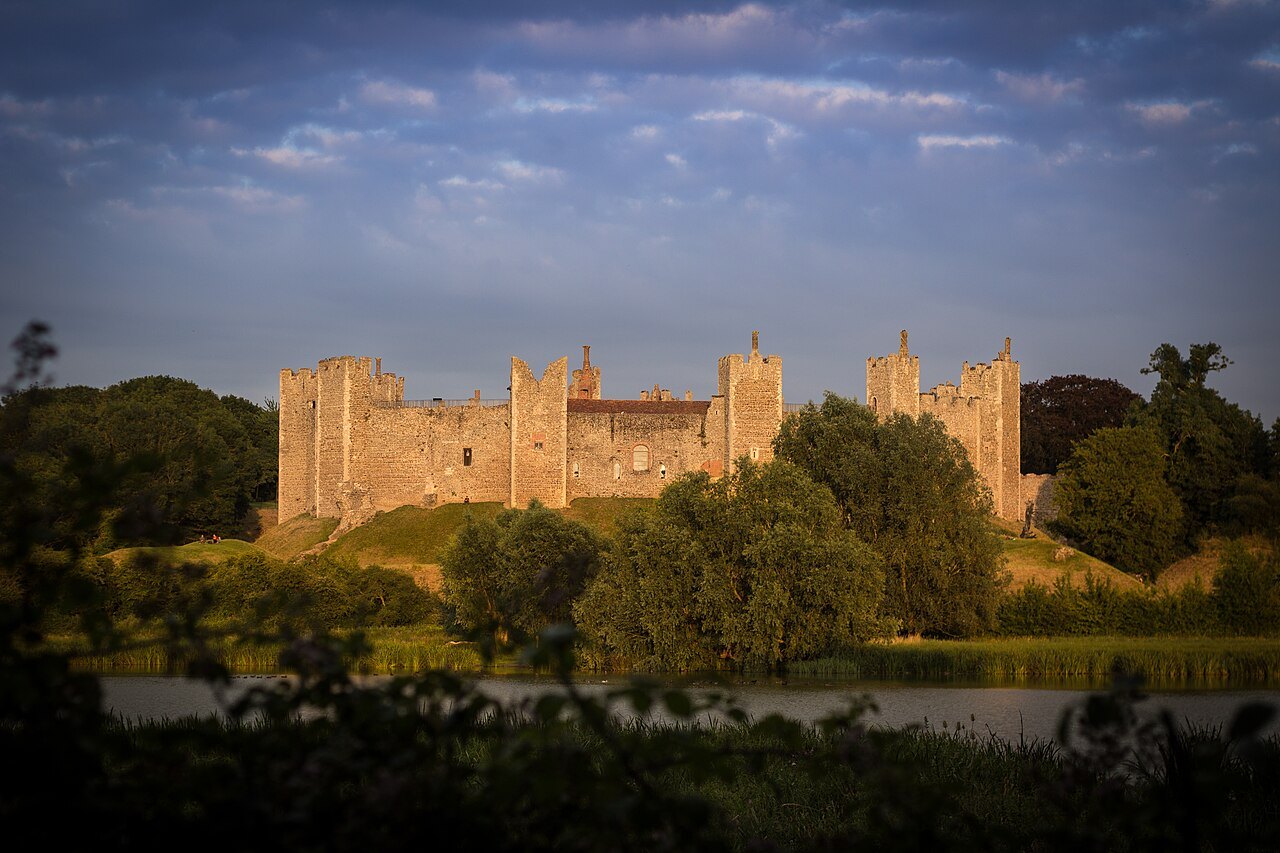 Framlingham Castle above the Mere at sunset