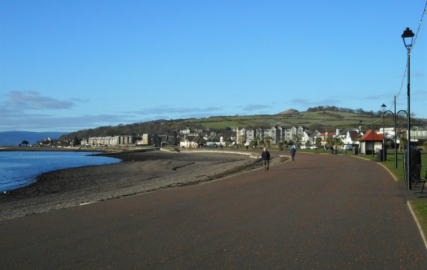Promenade beside the Firth of Clyde at Largs, with the town beyond