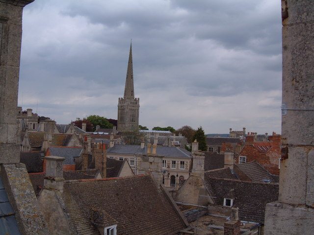 Oundle rooftops and church spire in Northamptonshire
