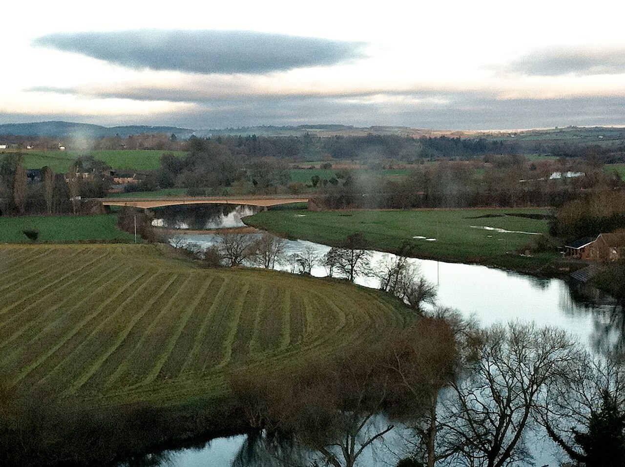 View over the River Wye and fields from Ross-on-Wye