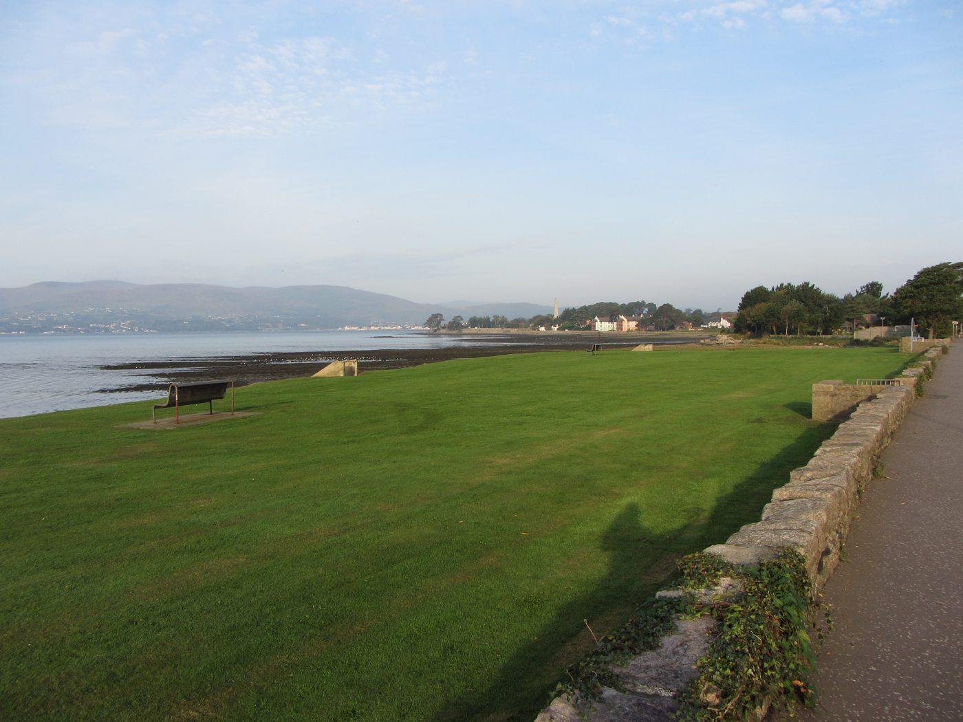 Grassy foreshore beside Carlingford Lough at Rostrevor, County Down