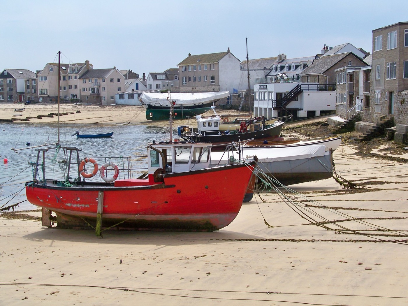 Boats on the shore of St Mary's in the Isles of Scilly