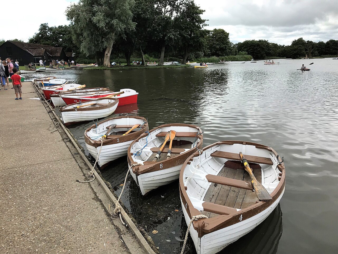 Rowing boats beside Thorpeness Meare
