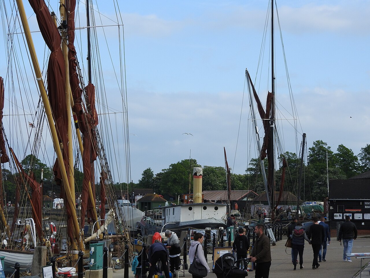 Barges and visitors at Hythe Quay in Maldon