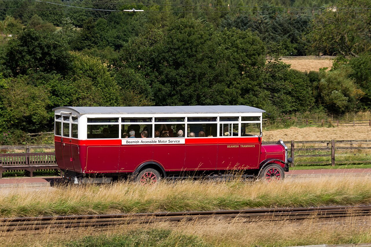 Historic Beamish Tramways bus at Beamish Museum