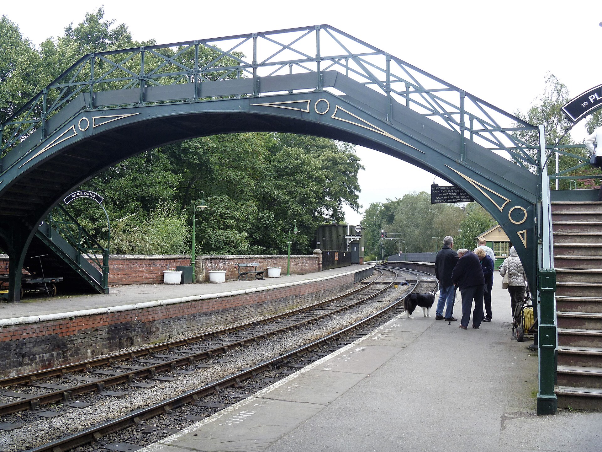 Platforms and footbridge at Pickering heritage railway station