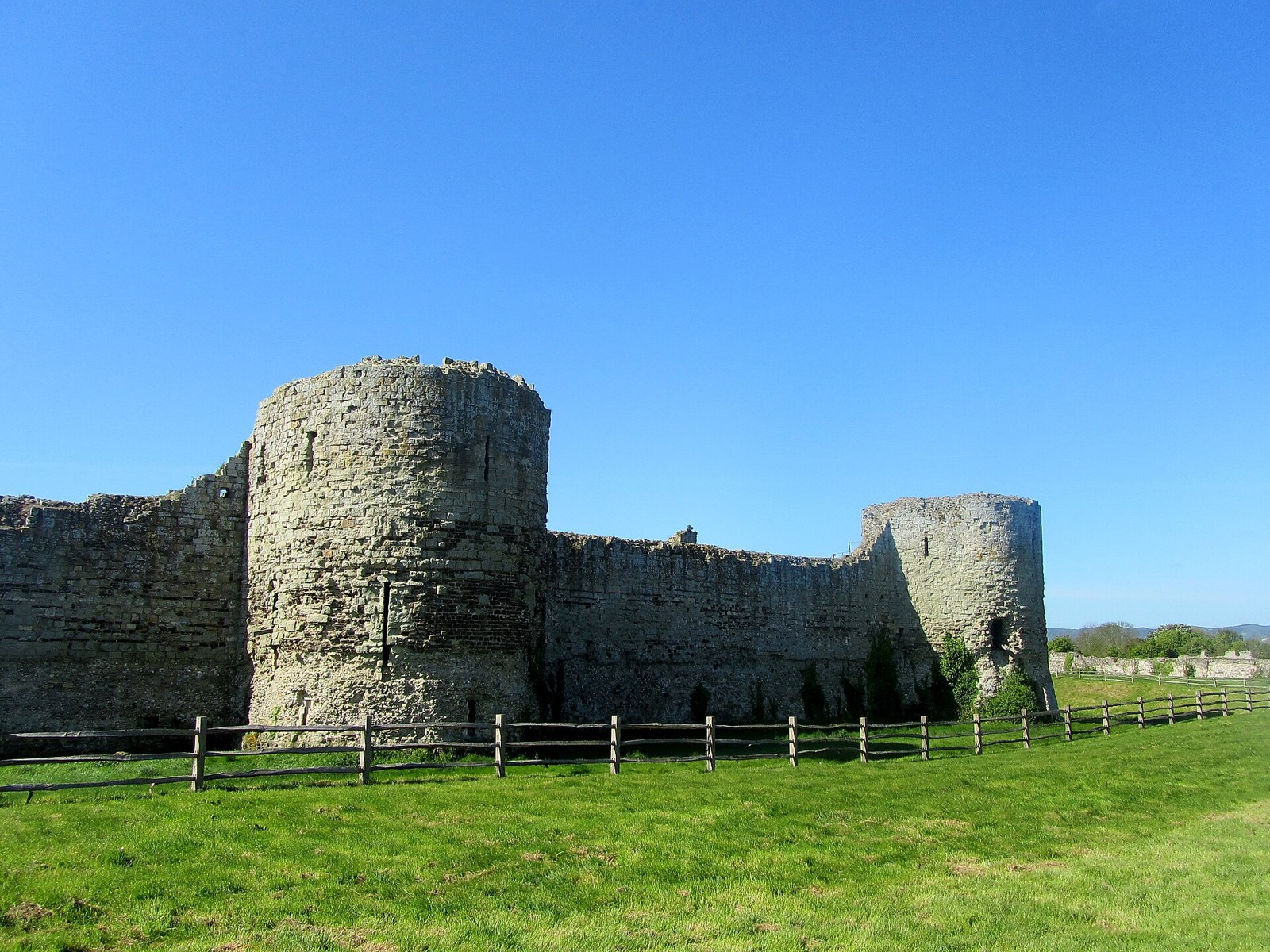 Pevensey Castle Roman walls and medieval remains