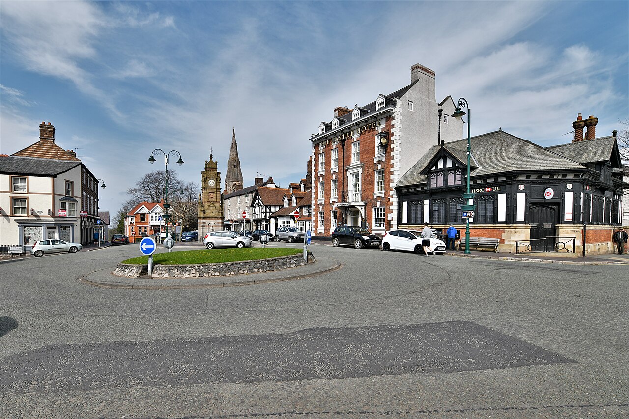 Historic buildings around the square in Ruthin