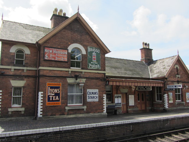 Historic station buildings on the platform at Bewdley