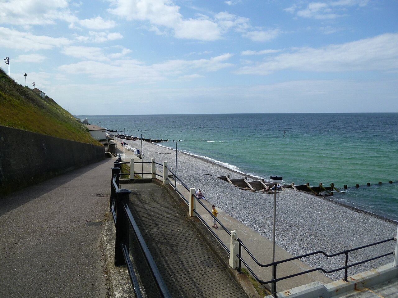 Sheringham beach and promenade looking west
