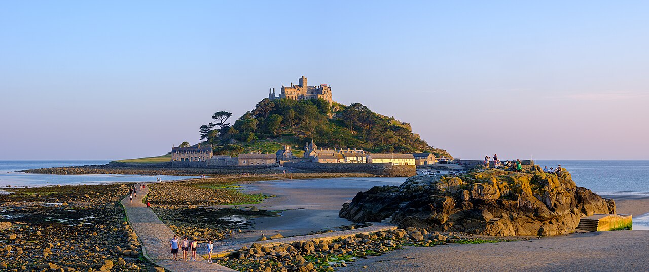 St Michael’s Mount and exposed causeway seen from Marazion