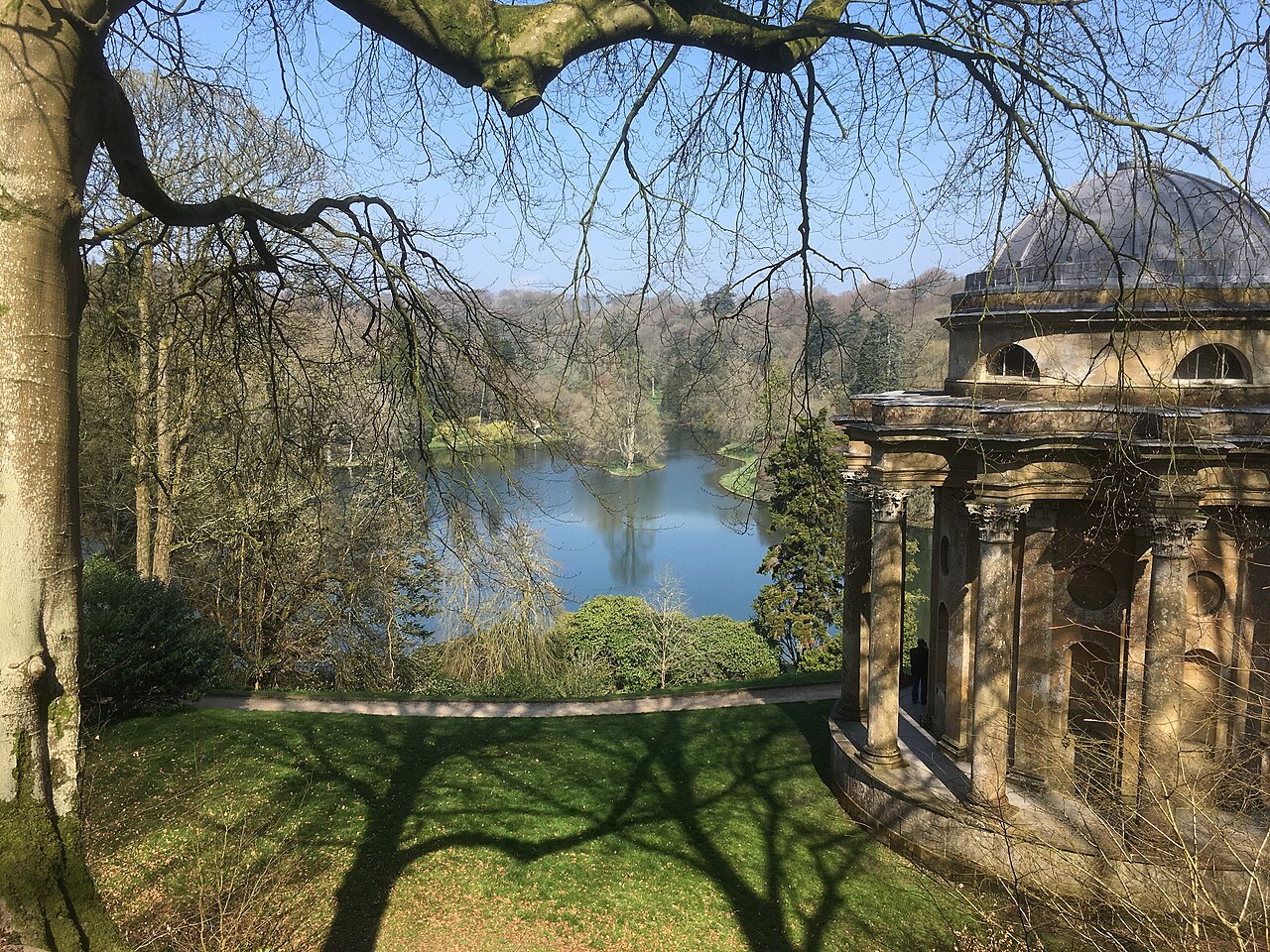 Stourhead lake and classical garden temple