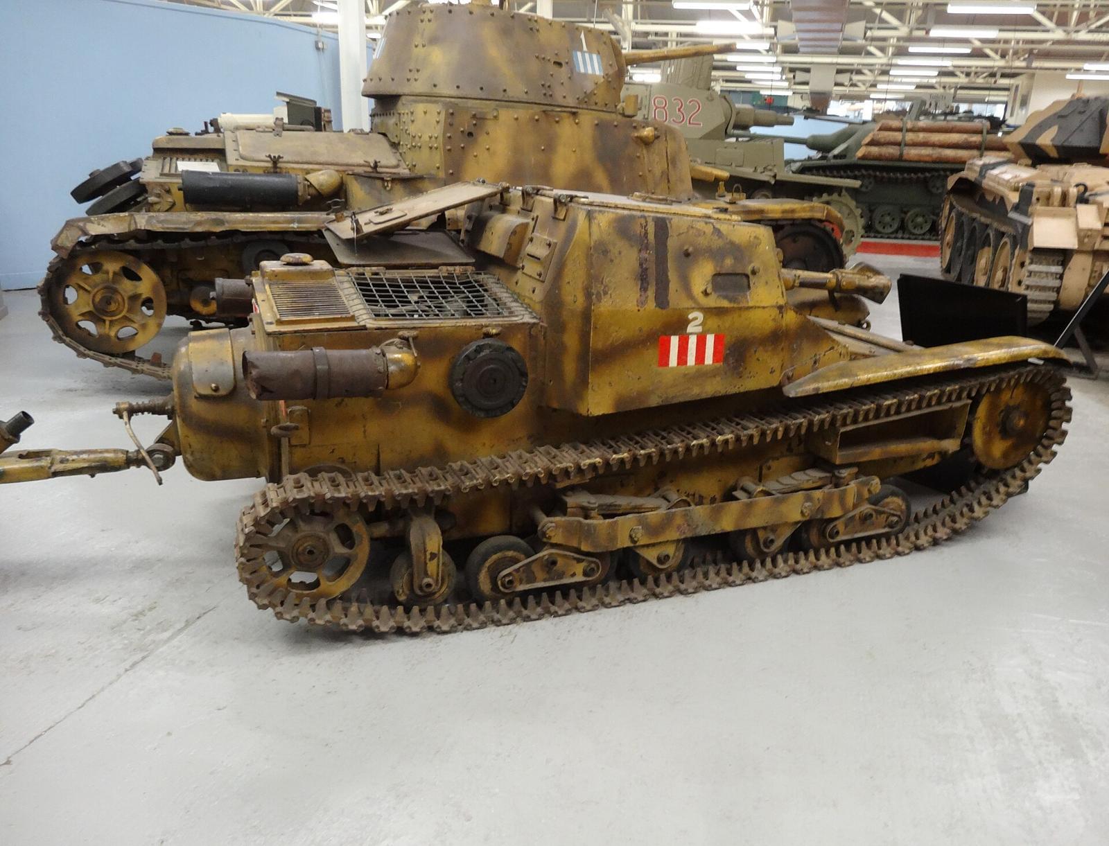 Carro Veloce CV33 tank displayed inside The Tank Museum at Bovington