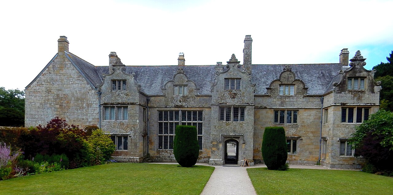 Trerice Elizabethan manor viewed across its garden