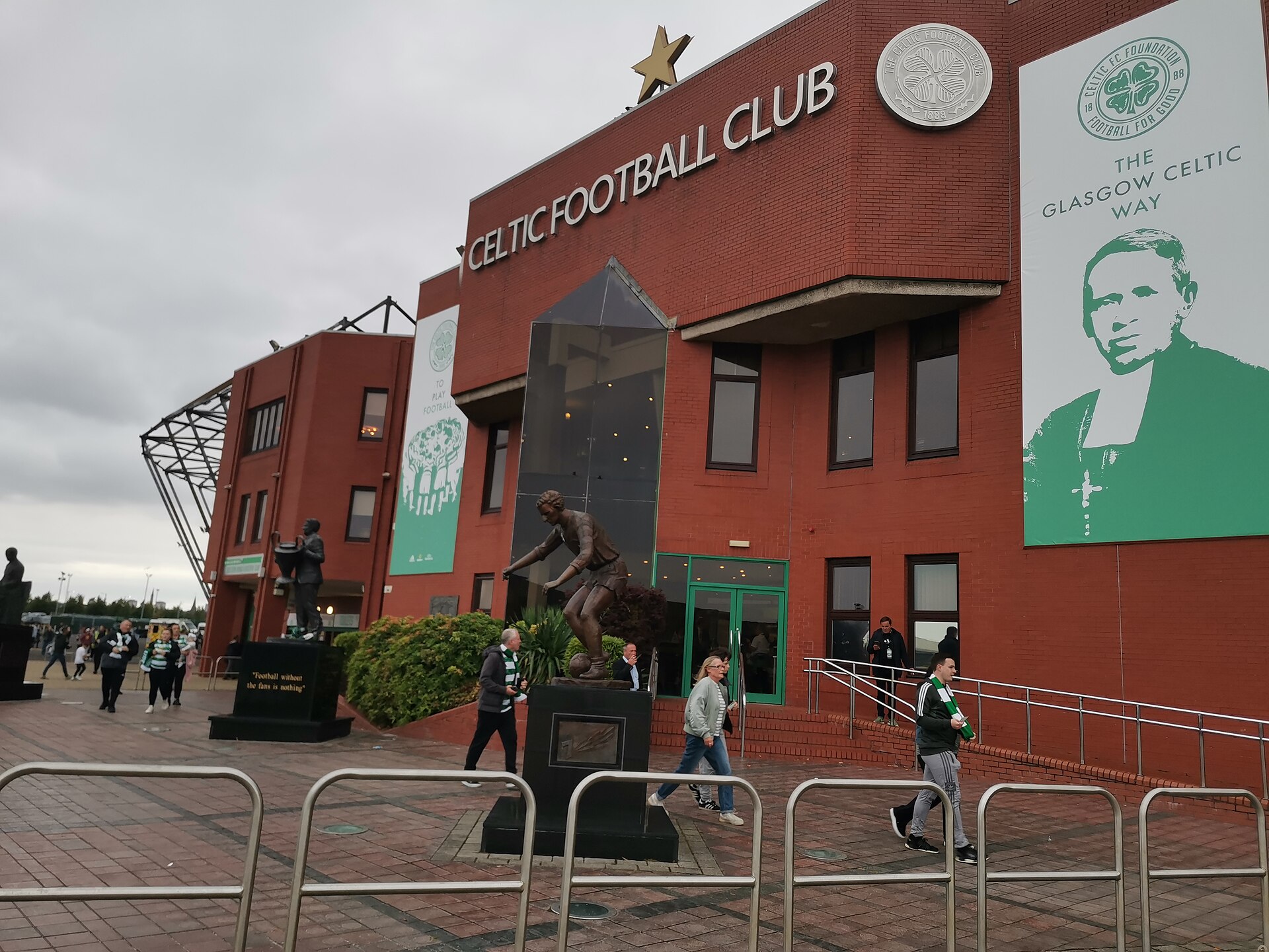 Celtic Park main stand and statues