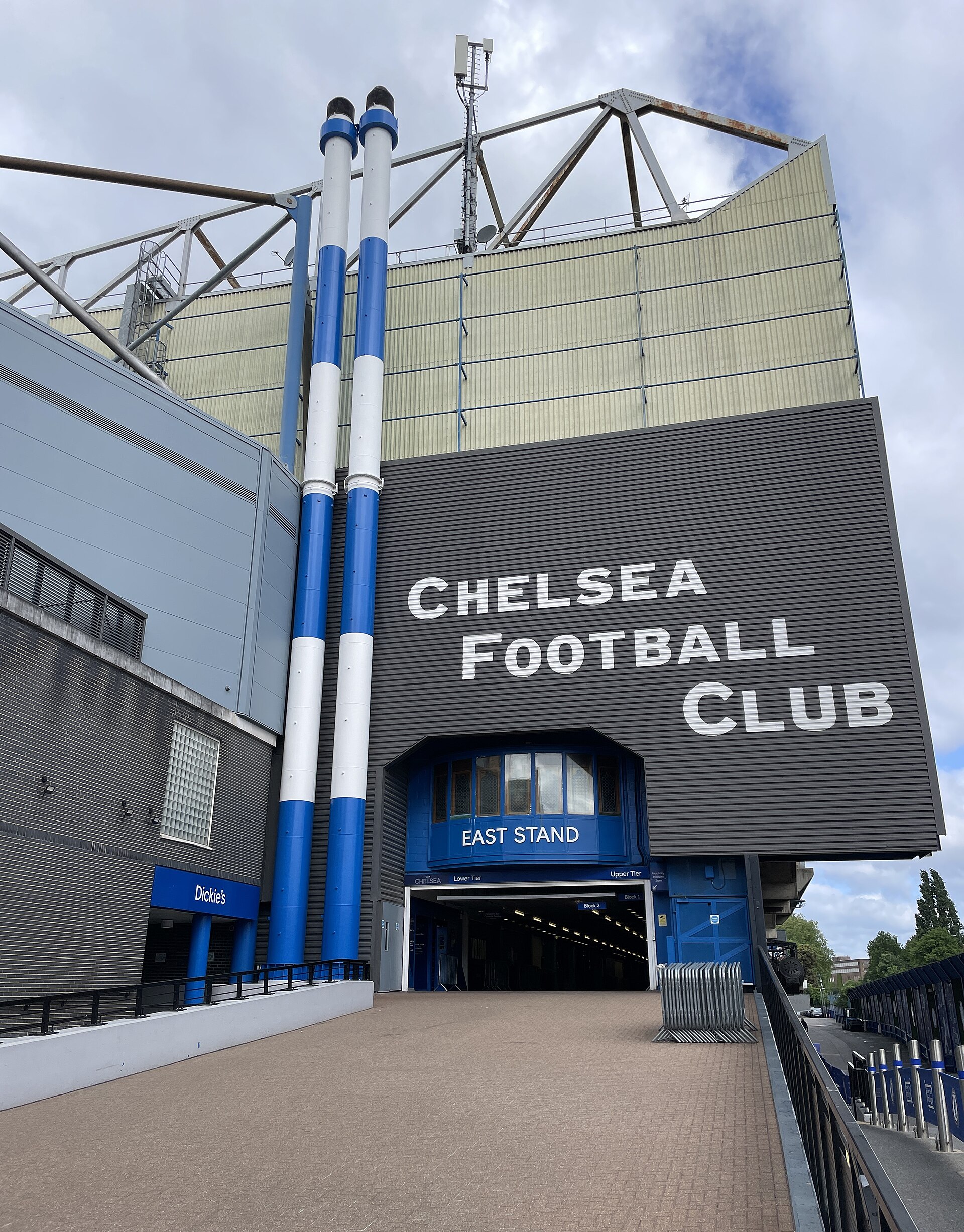 East Stand exterior at Stamford Bridge, London